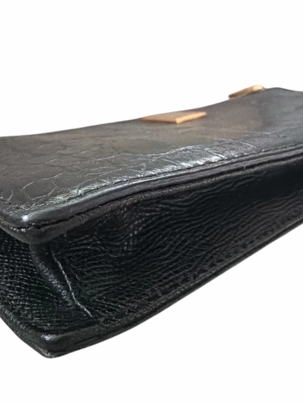 Couronne Leather Clutch with Gold Hardware